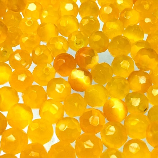 Изображение Cat's Eye Glass Bead 6mm round faceted Sunflower x50