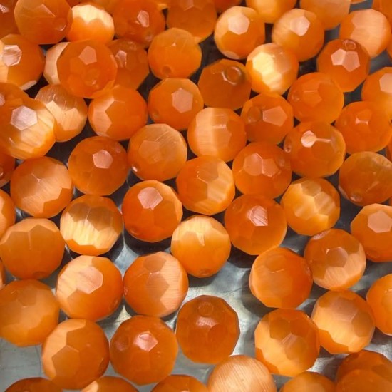 Изображение Cat's Eye Glass Bead 6mm round faceted Orange x50