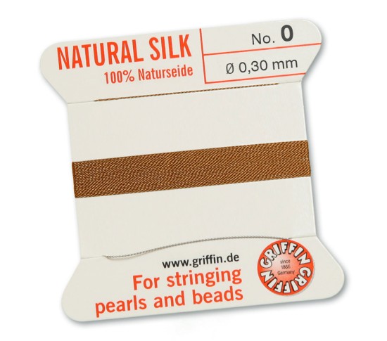 Afbeeldingen van Griffin Silk Beading Cord & Needle size #0 - 0,30mm Cornelian x2m