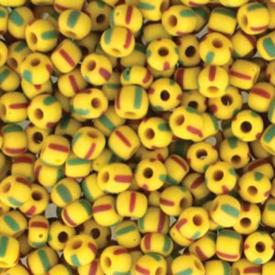 Picture of Czech 6/0 Yellow / Red/ Green Stripe Mat x10g
