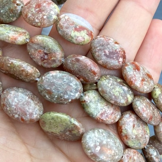 Изображение Autumn Jasper (natural) 16x12mm puffed oval x38cm