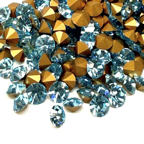 Изображение Preciosa Chaton Optima SS29 - 6mm Aqua Bohemica Gold Foiled x1