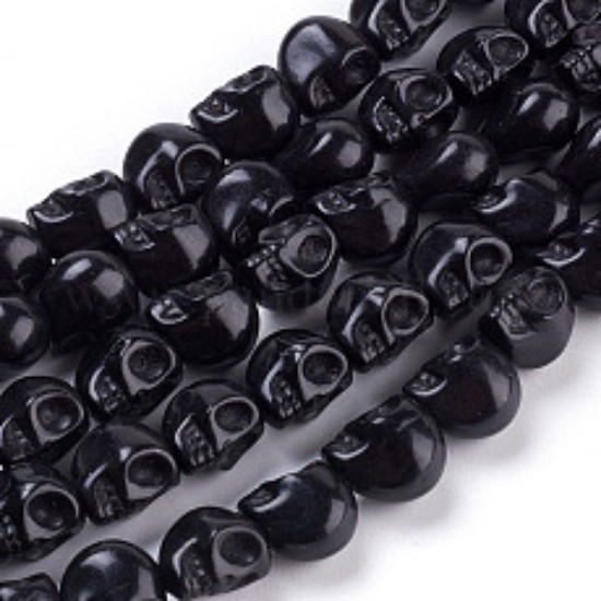 Afbeeldingen van Synthetic Magnesite Skull 10x8mm Black x10