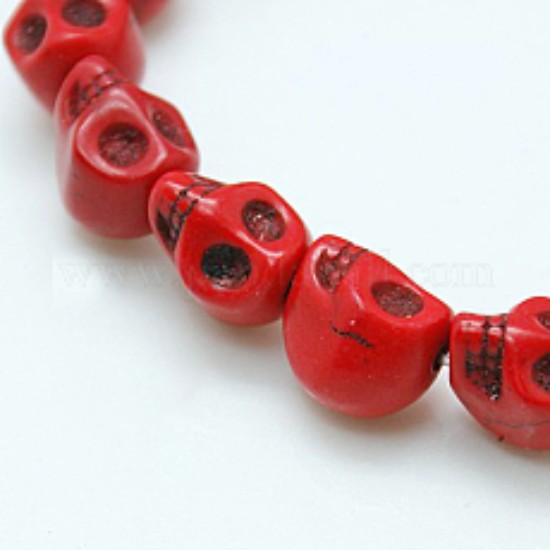 Afbeeldingen van Synthetic Magnesite Skull 10x8mm Red x10