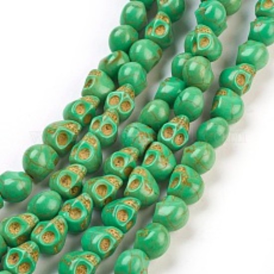 Afbeeldingen van Synthetic Magnesite Skull 10x8mm Green x10