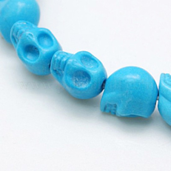 Afbeeldingen van Synthetic Magnesite Skull 10x8mm Turquoise x10