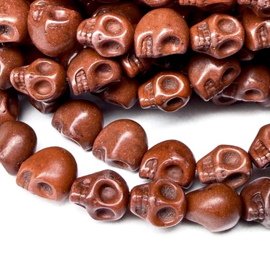 Bild von Synthetic Magnesite Skull 10x8mm Coconut Brown x10