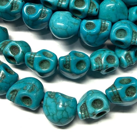 Bild von Synthetic Magnesite Skull 10x8mm Turquoise x10