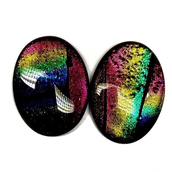 Afbeeldingen van Dichroic Glass Cabochon 40x30mm oval Rainbow Shades x1