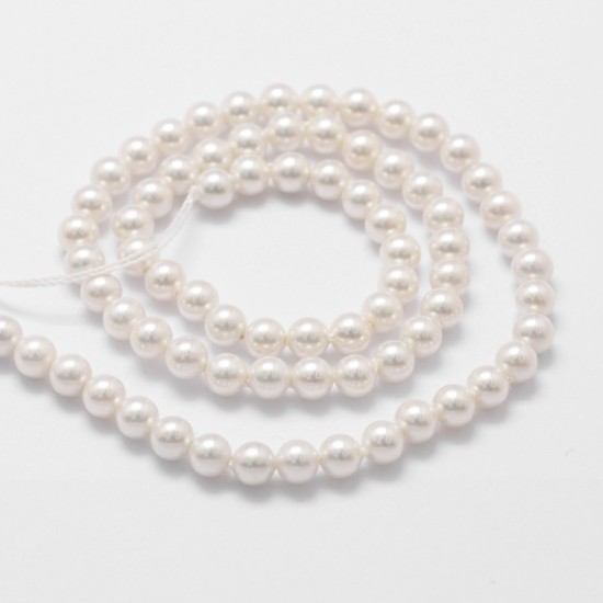 Bild von Shell Beads 8mm round White x38cm