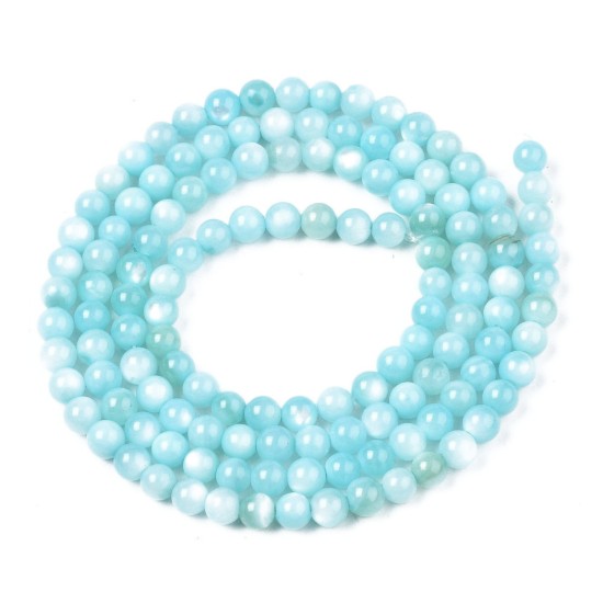 Bild von Shell Beads 2.5mm round Aqua x38cm