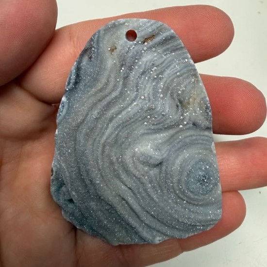 Afbeeldingen van Agate Geode Pendant  64x50mm freeform x1