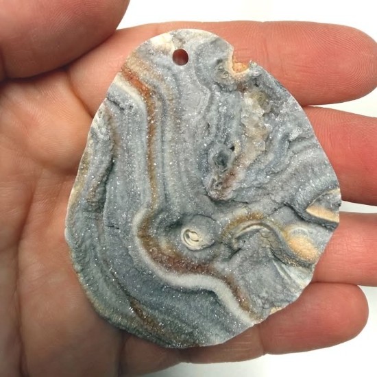 Afbeeldingen van Agate Geode Pendant  52x62mm freeform x1