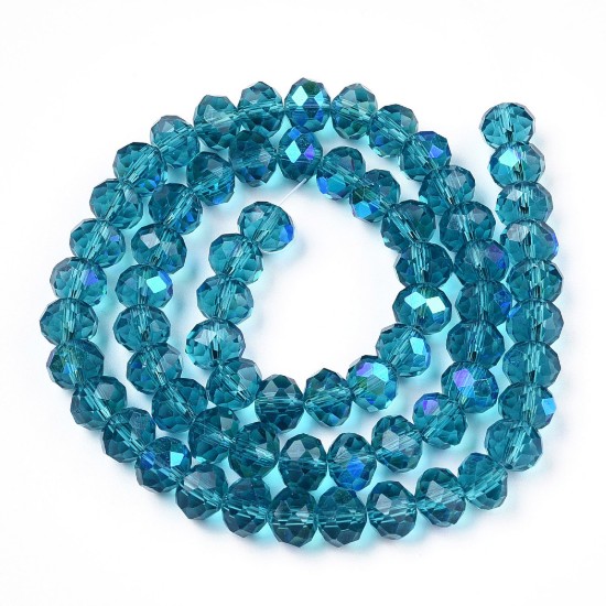 Afbeeldingen van Faceted Rondelle 5x6mm Moonlight Blue AB x38cm
