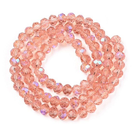 Afbeeldingen van Faceted Rondelle 5x6mm Coral AB x38cm
