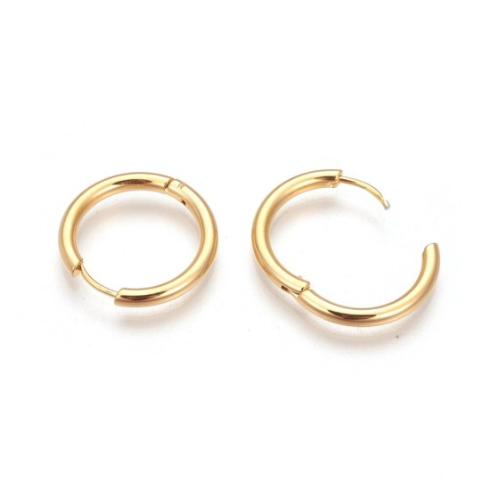 Image de Stainless Steel Hoop 18x2mm 18kt Gold Plated x2