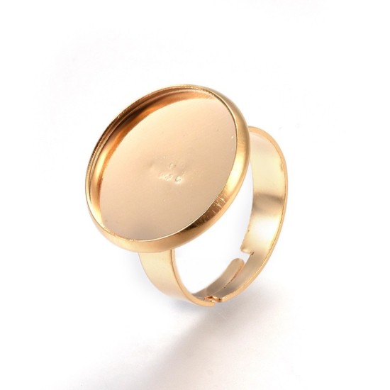 Picture of Stainless Steel Ring setting 16mm round Gold x1