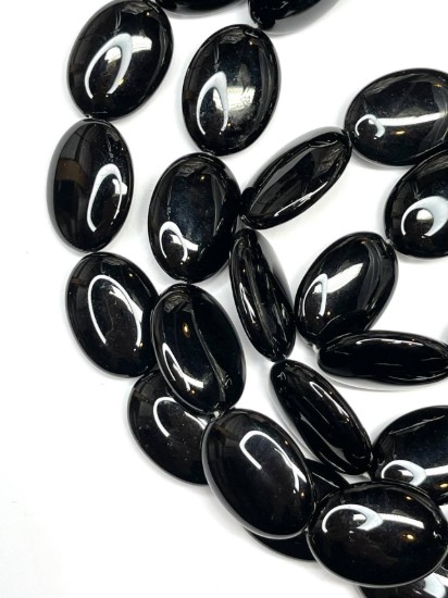 Bild von Onyx bead 25x18mm oval Black x4
