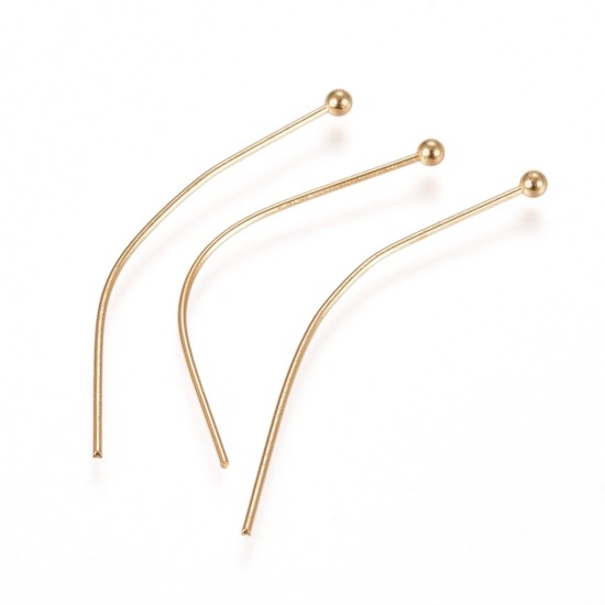 Afbeeldingen van Stainless Steel Ball Pin 35x0,6mm 24kt Gold Plated x50