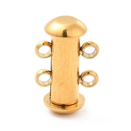 Afbeeldingen van Stainless Steel Clasp Slide Lock 15mm 2-strand Gold x1