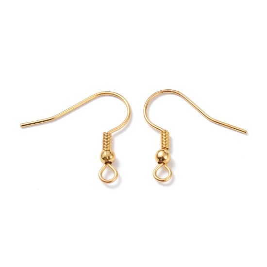 Bild von Stainless Steel Earwire 20mm w/ loop 18kt Gold Plated x50