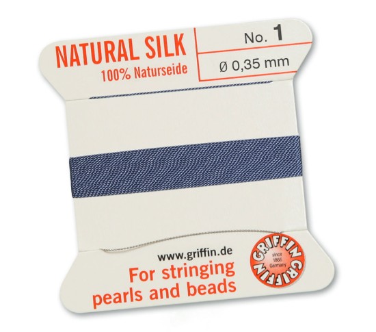 Image de Griffin Silk Beading Cord & Needle size #1 - 0,35mm Blue x2m