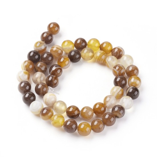 Picture of Striped Agate bead 8mm round BurlyWood x38cm
