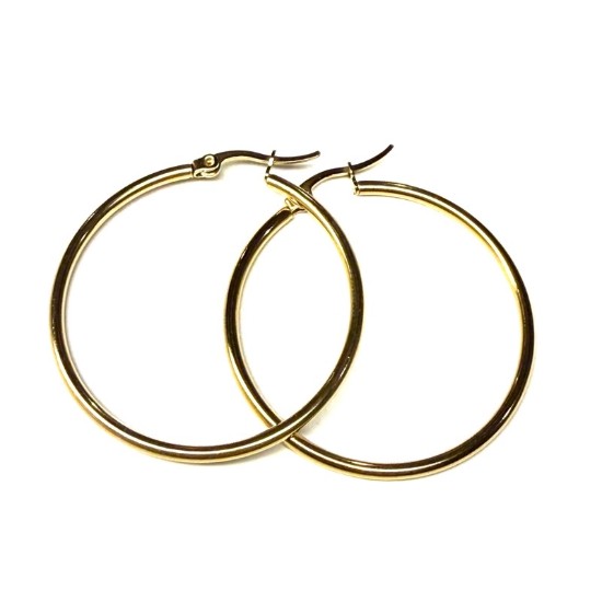 Изображение Stainless Steel Hoop 40x2mm 18kt Gold Plated x2