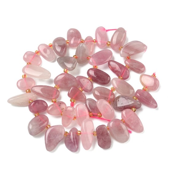 Afbeeldingen van Lavender Rose Quartz bead 20x8x6mm drop x38cm