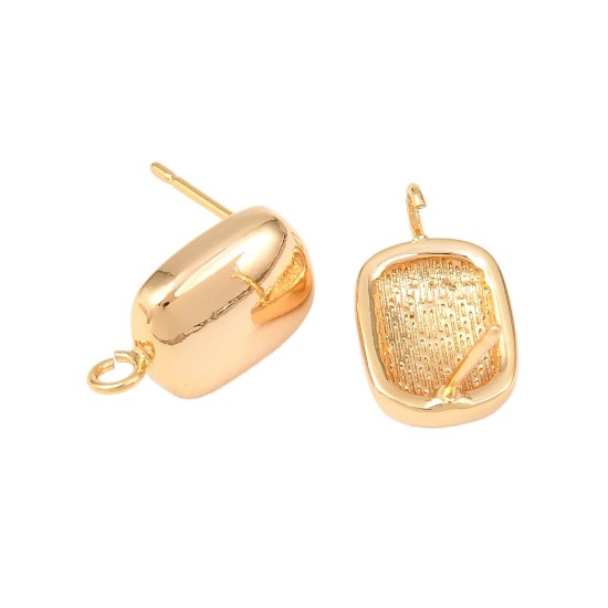 Picture of Ear Stud 15x9mm rectangle with loop  18kt Gold Plated  x2