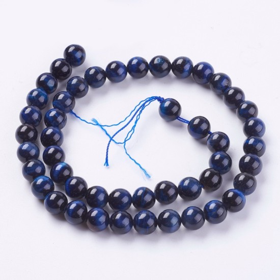 Afbeeldingen van Blue Tigereye (dyed) 10mm x38cm