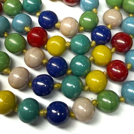 Picture of Vintage Glass beads 9mm round Colour Mix x36cm