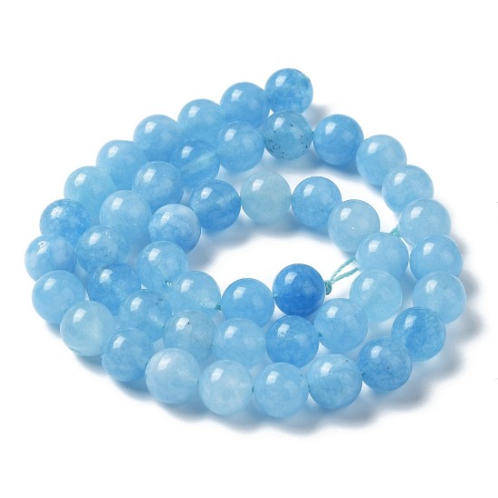 Picture of Jade beads (dyed) 8mm round Aqua x37cm