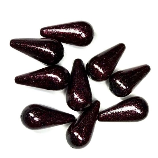 Afbeeldingen van Vintage Acrylic Drop 29x15mm Purple Glitter x1
