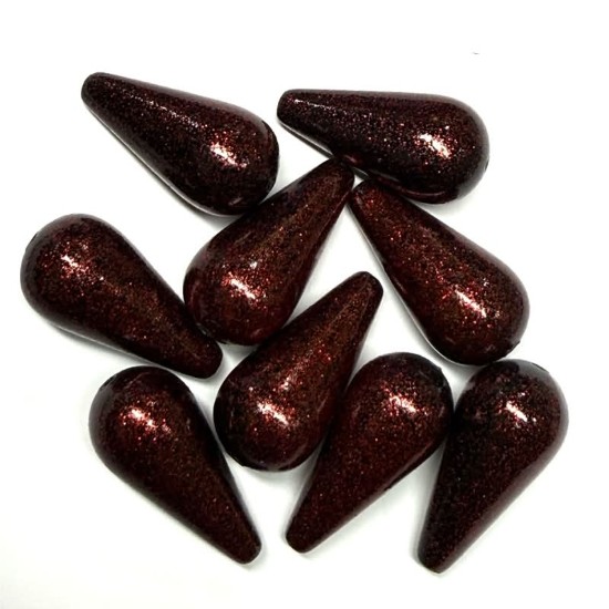 Afbeeldingen van Vintage Acrylic Drop 29x14mm Copper Glitter x1