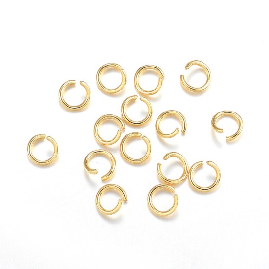 Afbeeldingen van Stainless Steel Jump Ring 6x0,8mm 24kt Gold Plated x100