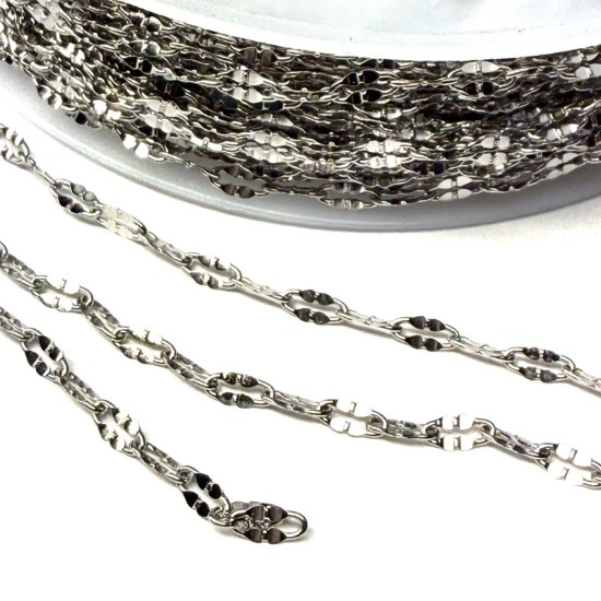 Afbeeldingen van Stainless Steel Dapped Cable Chain 4x2mm flat oval x1m