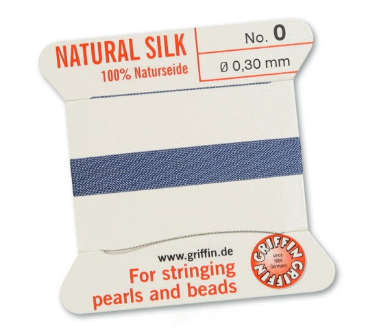 Bild von Griffin Silk Beading Cord & Needle size #0 - 0.30mm Blue x2m