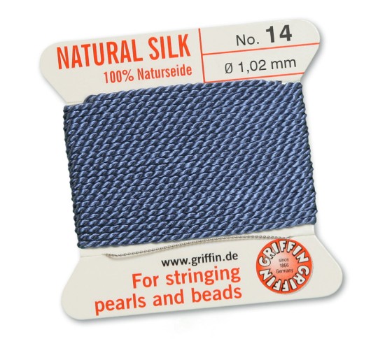 Bild von Griffin Silk Beading Cord & Needle size #14 - 1,02mm Blue x2m