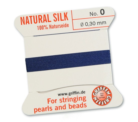 Bild von Griffin Silk Beading Cord & Needle size #0 - 0.30mm Dark Blue x2mm