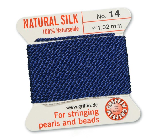 Bild von Griffin Silk Beading Cord & Needle size #14 - 1,02mm Dark Blue x2m