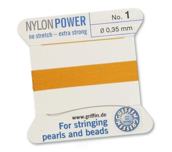 Picture of Griffin Nylon Beading Cord & Needle size #1 - 0.35mm Amber x2m