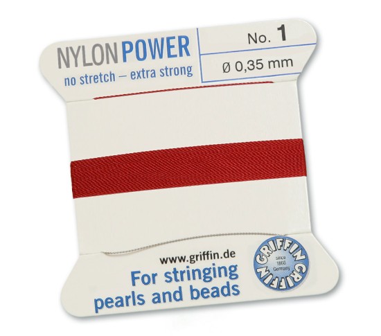 Picture of Griffin Nylon Beading Cord & Needle size #1 - 0.35mm Garnet x2m