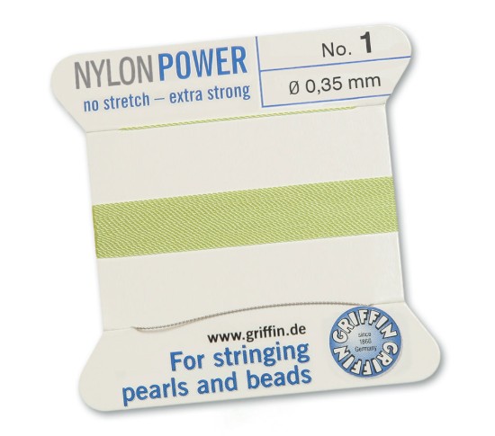 Picture of Griffin Nylon Beading Cord & Needle size #1 - 0.35mm Jade x2m