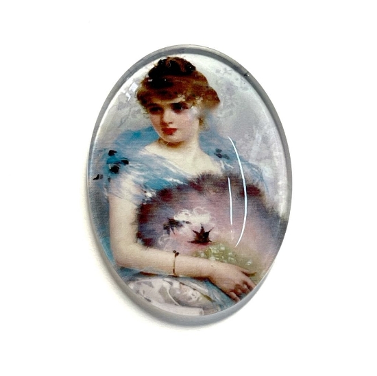 Picture of Photo Glass Cabochon 40x30mm oval "Lady 1" x1