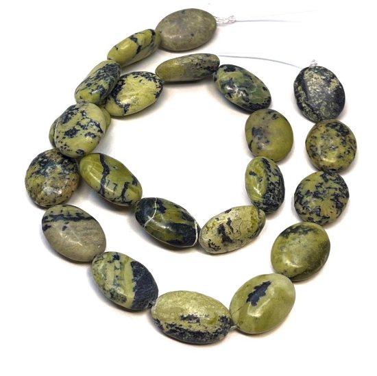 Picture of Serpentine bead 18x13mm oval Yellow x38cm