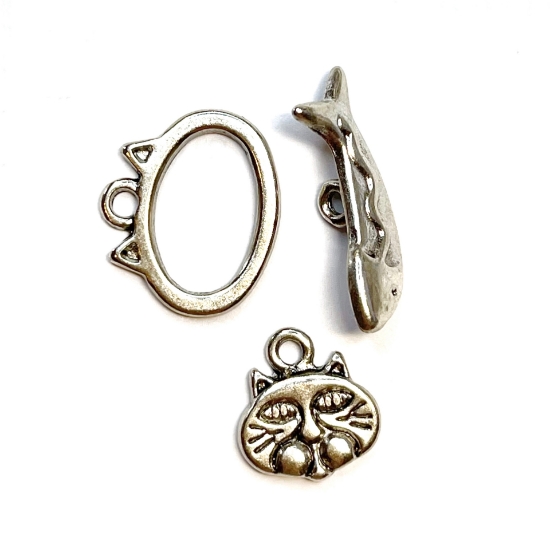 Picture of Clasp Toggle Cat & Fish Silver Tone x1