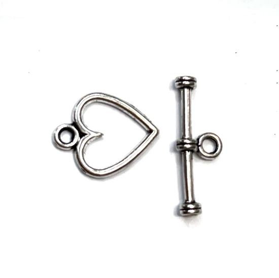 Picture of Clasp Toggle 15x12mm heart Silver Tone x1