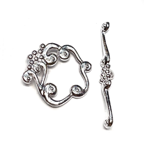 Picture of Clasp Toggle 24x25mm floral Silver Tone x1