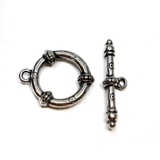 Picture of Clasp Toggle 26x22x5mm round Antiqued Silver x1 